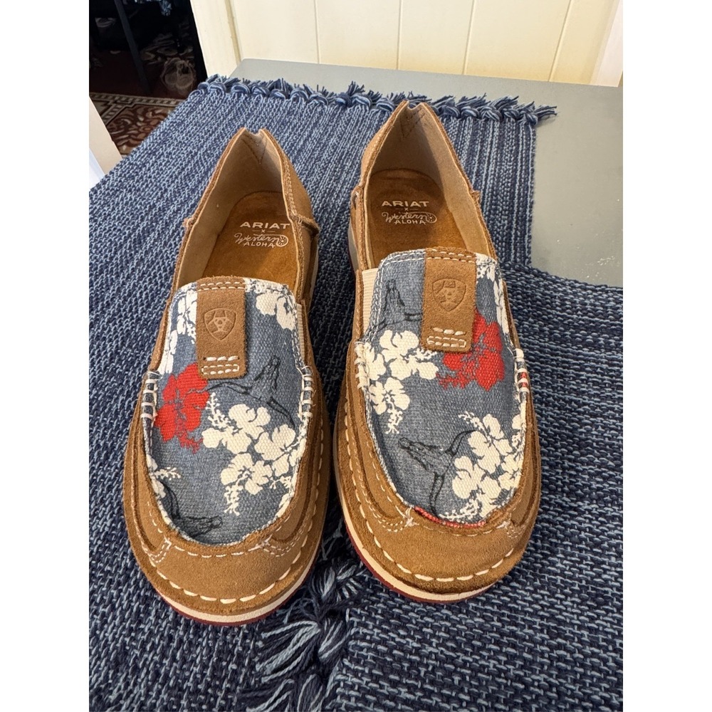 Ariat Cruiser Women's Slip On Loafer Shoes Brown Floral Hibiscus Print Size 7B